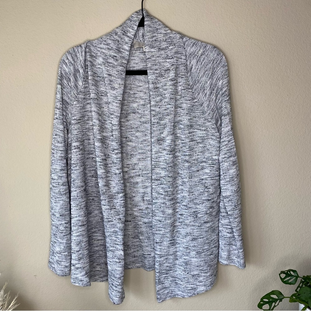 Loft Light & Dark Gray Lightweight Cardigan Open-Front Sweater Cozy Casual